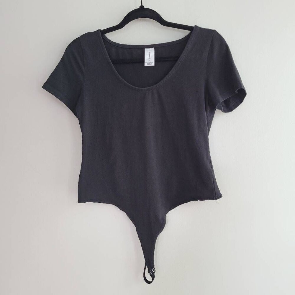 Abound large‎ organic cotton short sleeved black bodysuit minimalist sustainable